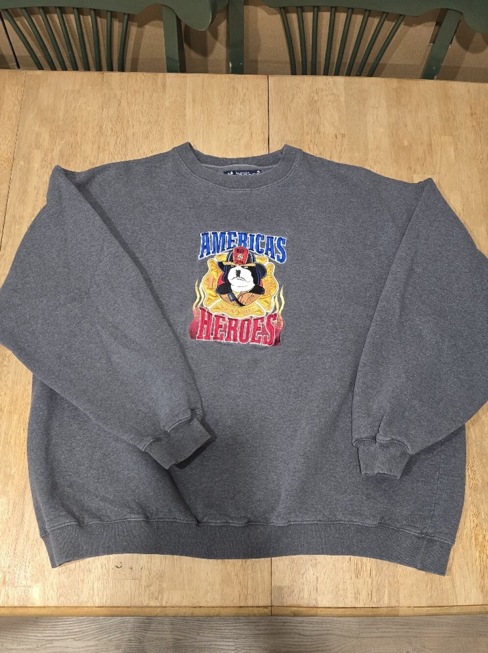 Vintage Big Dogs Gray 'America's Heroes' Graphic Crewneck Sweatshirt